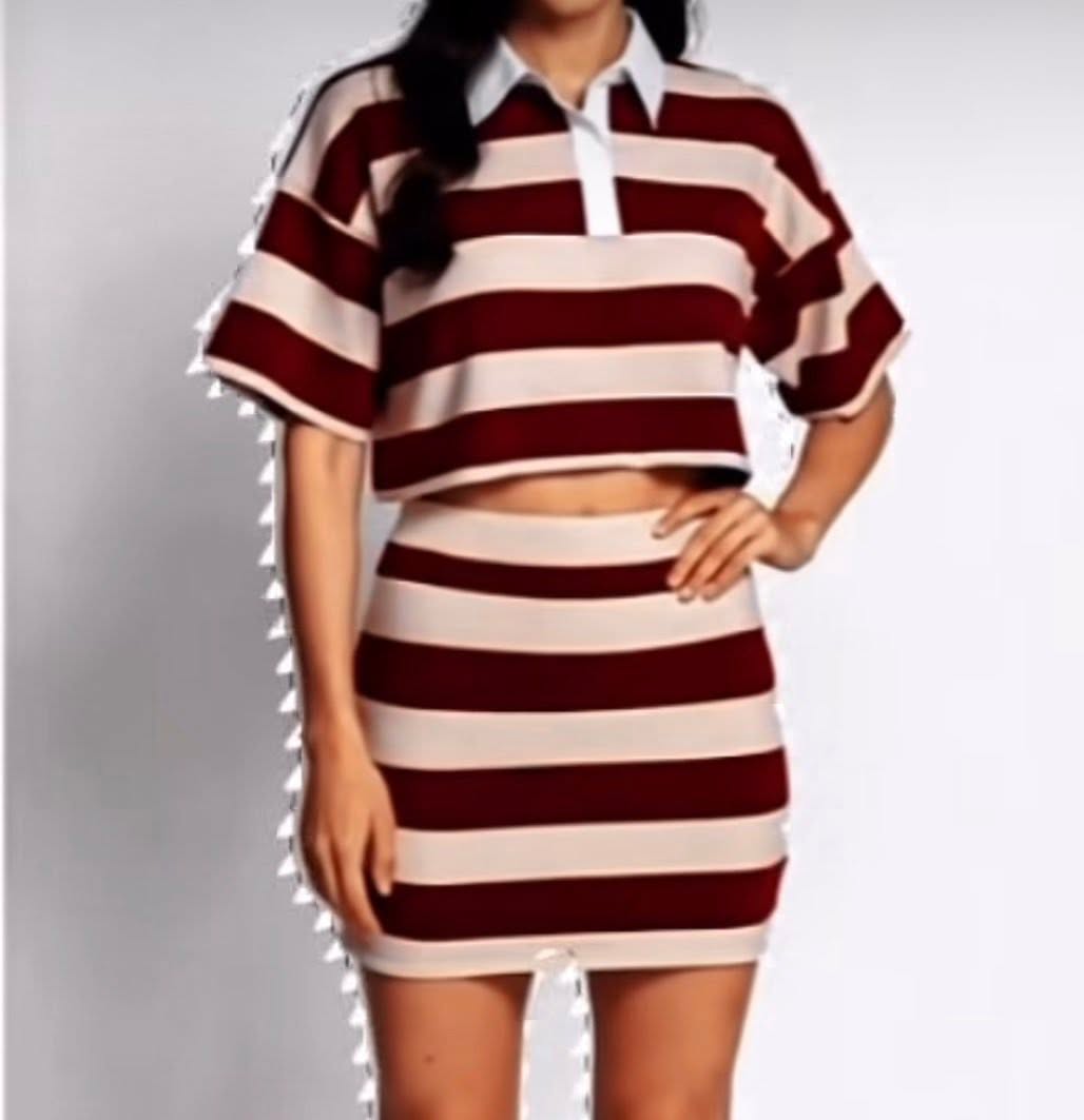 Burgundy striped set